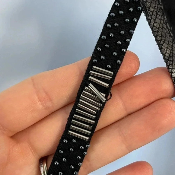 Guess/ Front zip/ Back beaded detail/ Black body con dress/  Mini/ Size US M - Picture 8 of 16